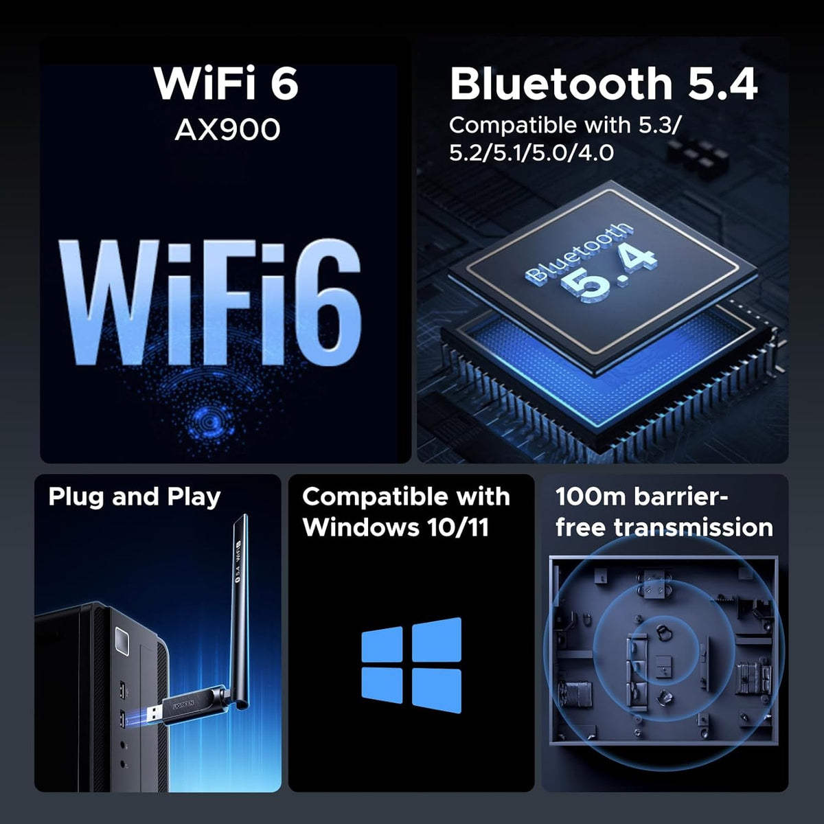 WiFi USB-A Dongle - Bluetooth 5.4 & WiFi 6 Built in!